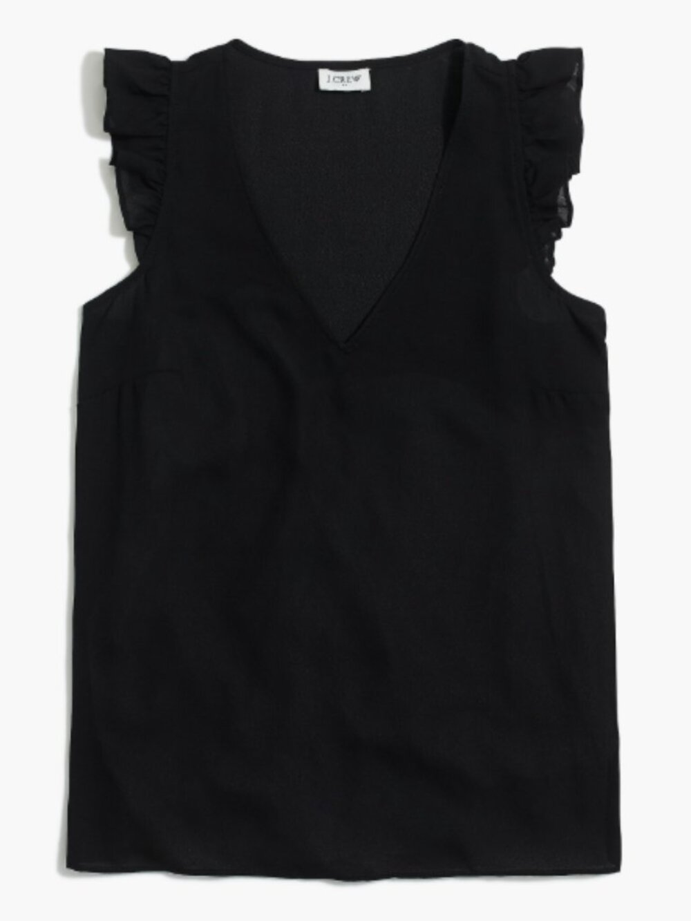 NWOT Jcrew Black Sleeveless Ruffle Cotton Blouse